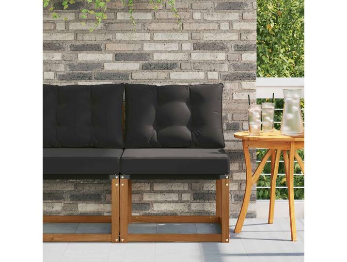 vidaXL Outdoor Mittelsofa Massivholz Akazie und Textilene Stoff Natur