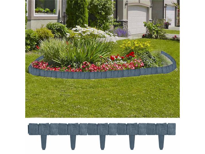 vidaXL Beeteinfassung 41 Stk. Kunststoff Stein-Optik 10 m