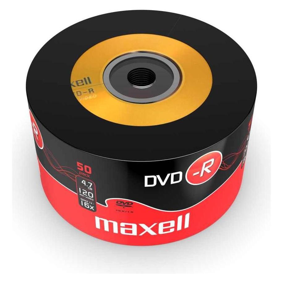 Maxell DVD-R 4 7GB 50 szt w opakowaniu SHRINK. Prędkość zapisu 16X 120 min. Przeznaczenie nagrywa (50x) (275702.40)
