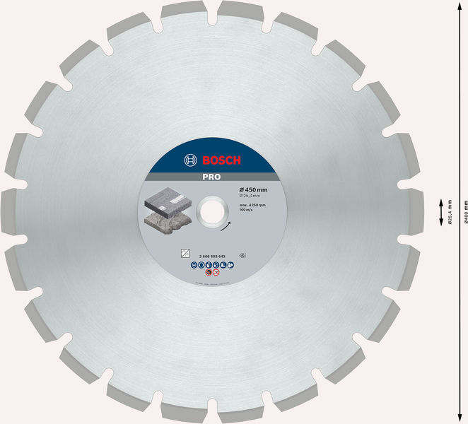 Bosch PRO Asphalt Diamanttrennscheibe, 450 x 25,4 mm 2608603643