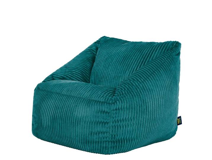 Icon Pouf fauteuil enfant en velours côtelé Oeko-Tex® - NATALIA Bleu Canard
