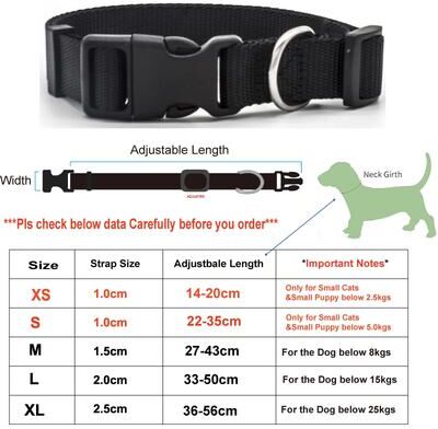 Inspire Select Adjustable Nylon Pet Collar Durable Lightweight Neck Band For Small & Medium Dogs, Puppies And Cats cw023 black xl