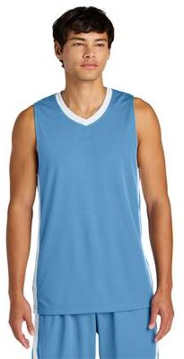 Sport-Tek ST900 Athletic Rival Basketball Rev Jersey T-Shirt in Carolina Blue/White size 4XL   Polyester