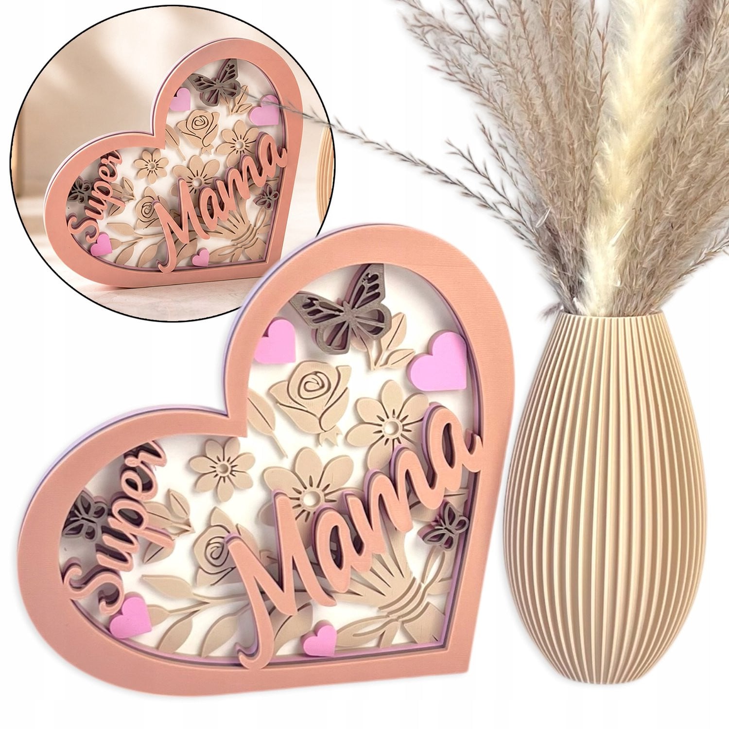 Decoratieset Hart & Vaas Super Mama 3D - Cadeau voor Moederdag