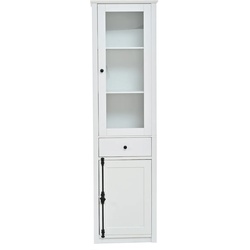 STILVORA Hochschrank aus Spanplatte Weiß 55x40x200 cm, Vitrine mit LED
