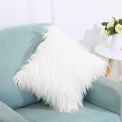 Inspired Deals Luxury Plush Pillow Cover Soft Faux Fur Velvet Cushion Cover For Sofa Bed Decor white