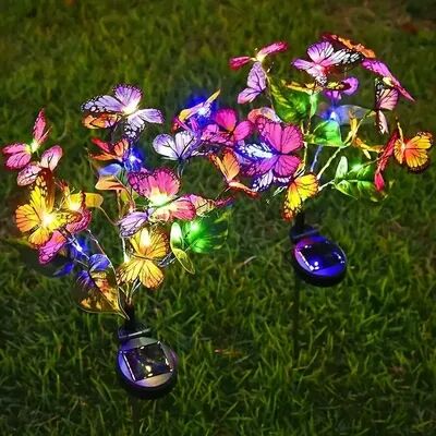 Combo Retail Shop Solar LED Butterfly Flower Light, Outdoor Simulation Butterfly Lawn Lamp, Waterproof Garden Decor For Home And Christmas Solar LED Butterfly Flower Light, Outdoor Simulation Butterfly Lawn Lamp, Waterproof Garden Decor For Home And Chris
