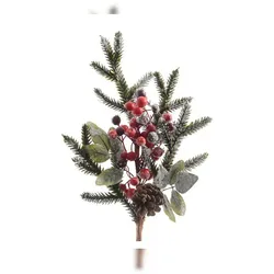 Christmas Decorations Künstliche Tannenzweige 50cm Tannenzapfen Beeren Schnee Spritzguss Dekozweige Blätter