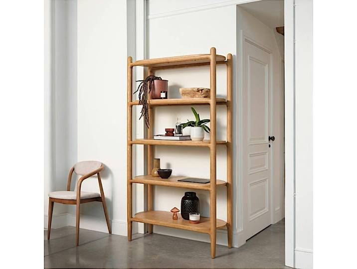 Bibliothèque moderne en chêne clair, 5 plateaux DERBY
