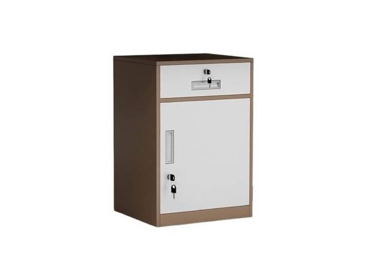 Büroschrank Büro-Kurzschrank, multifunktionaler Aufbewahrungsschrank, Aktenschrank, Schubladenschrank aus Stahl unter dem Schreibtisch mit Schloss, Schrank, 1,2 mm(Bruin)