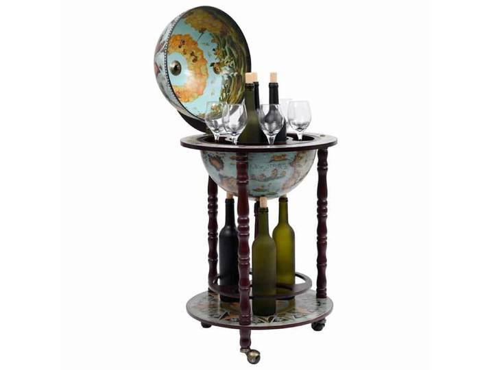 Armoire Rangement/Bar sous forme de globe Bois d'eucalyptus Bleu avec stockage @FR_2274