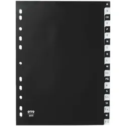OTTO Office Kunststoffregister A-Z A4 schwarz-weiß schwarz, 22.5x29.7 cm