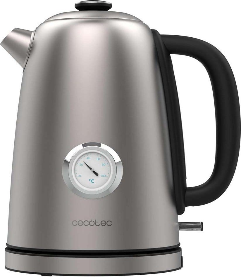 Cecotec Thermosense 620 Vintage Waterkoker, 1,7 liter, 2200 W, Zwart, Roestvrij staal, Draadloos, met Filterfunctie