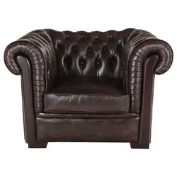 Einsitzer-Sofa Chesterfield Tiffy aus echtem Rindsleder Braun