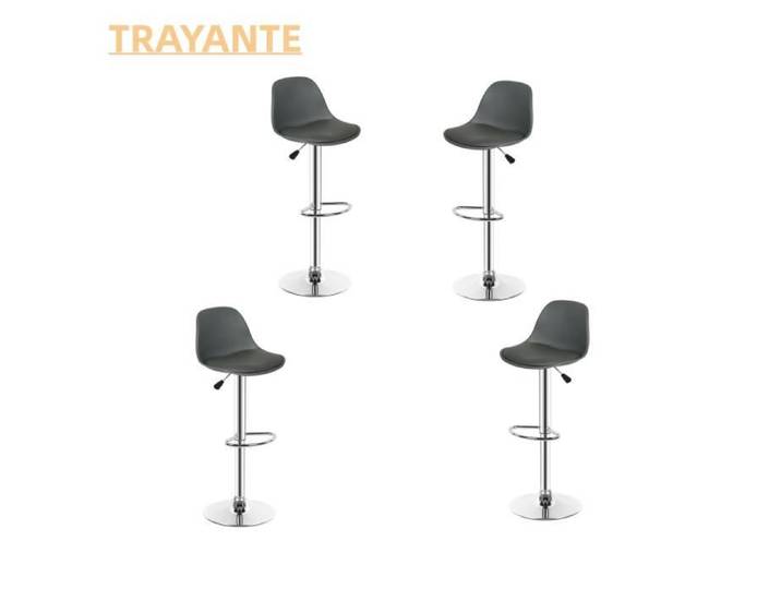 Tabourets de bar TRAYANTE - Ensemble de 4 - Capacité 120 kg - Gris foncé