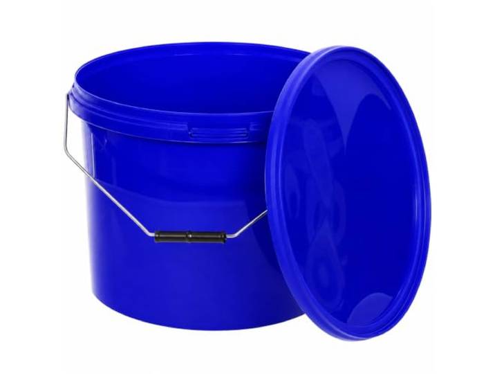 BENBOW Eimer mit Deckel 10l lebensmittelecht, Blau, 100 Stück Plastikeimer mit Henkel aus Polypropylen, Vorratsbehälter für Tierfutter, Honig, Mehl und Waschpulver, randvoll 12 Liter