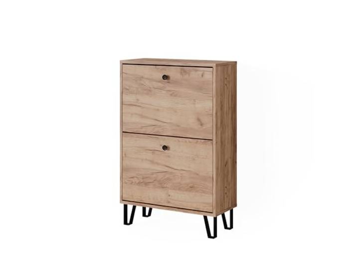 Vicco Schuhkipper Siri, Goldkraft Eiche, 60 x 92 cm mit 2 Klappschubladen, zur Aufbewahrung von Schuhen und als Sitzgelegenheit nutzbar