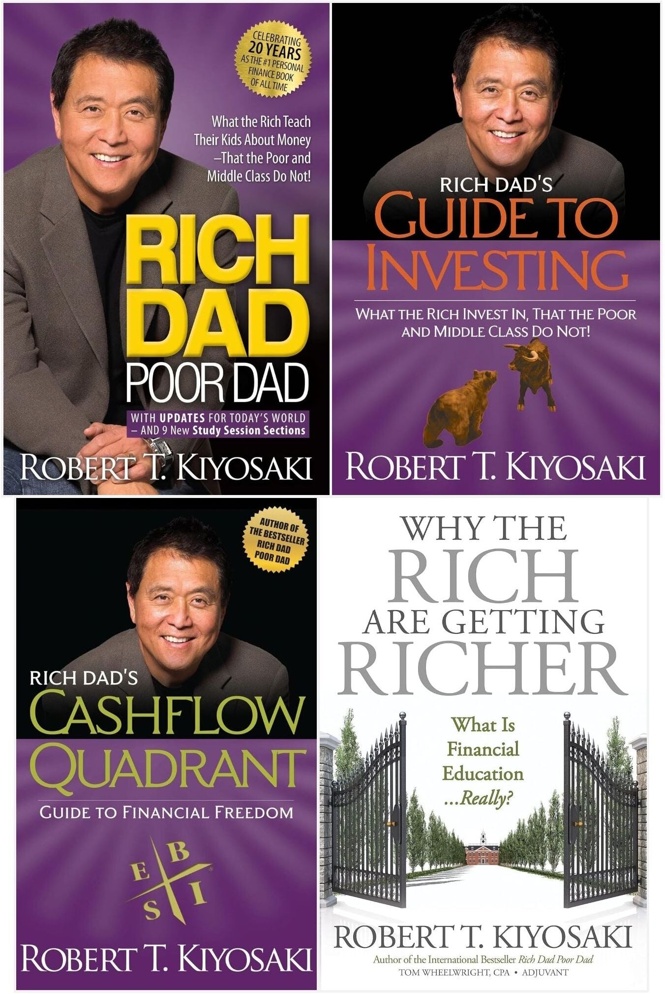 Plata Publishing Robert T. Kiyosaki 4 Books Collection Set   Rich Dad Series Personal Finance & Investing Guides - Rich Dad Poor Dad, Cashflow Quadrant, Guide to Inves