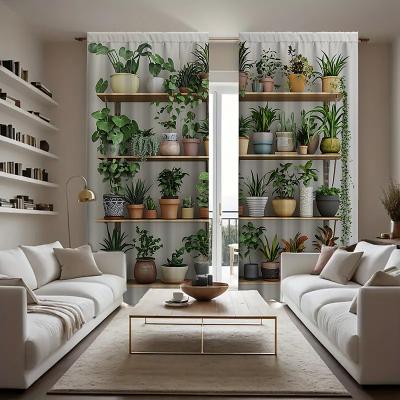 LightInthebox 2-piece set of plant bonsai patterned curtains on shelves suitable for study kitchen living room dormitory pole bags bedroom accessories room decoration and home decoration ceiling curtains