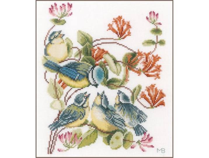 Lanarte Kruissteekset Meisen, kruissteekverpakking met telpatroon, katoen, meerkleurig, 24 x 29 x 0,3 cm