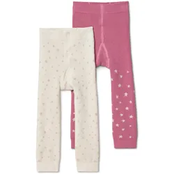 Tchibo - 2 Kinder-Frottee-Strickleggings - Baby - Gr. 50/56 - creme/jacquard