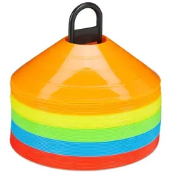 Relaxdays Markierungshütchen 50er Set Blau,Orange,Rot
