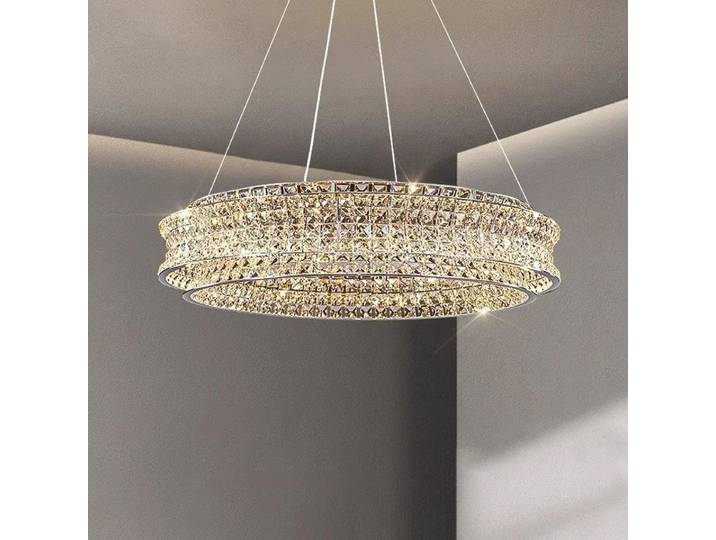 Lustre LED en cristal circulaire K9 de luxe, grande éclairage pour salon, salle à manger, Villa intérieure, plafonnier suspendu