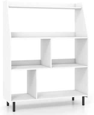 Costway 4-Tier Open Modern Bookcase with 2 Anti-Tipping Kits-White