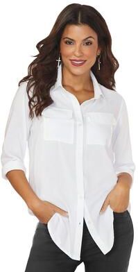Masseys Favorite Button-Down Shirt (Size M) White, Viscose