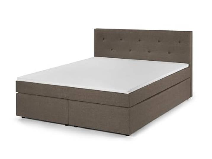 Traumnacht Boxspringbett, mit 7-Zonen Tonnentaschenfederkernmatratzen (H2) und Komfortschaumtopper, leichter Aufbau, produziert nach deutschem Qualitätsstandard, 180 x 200 cm in hellbraun