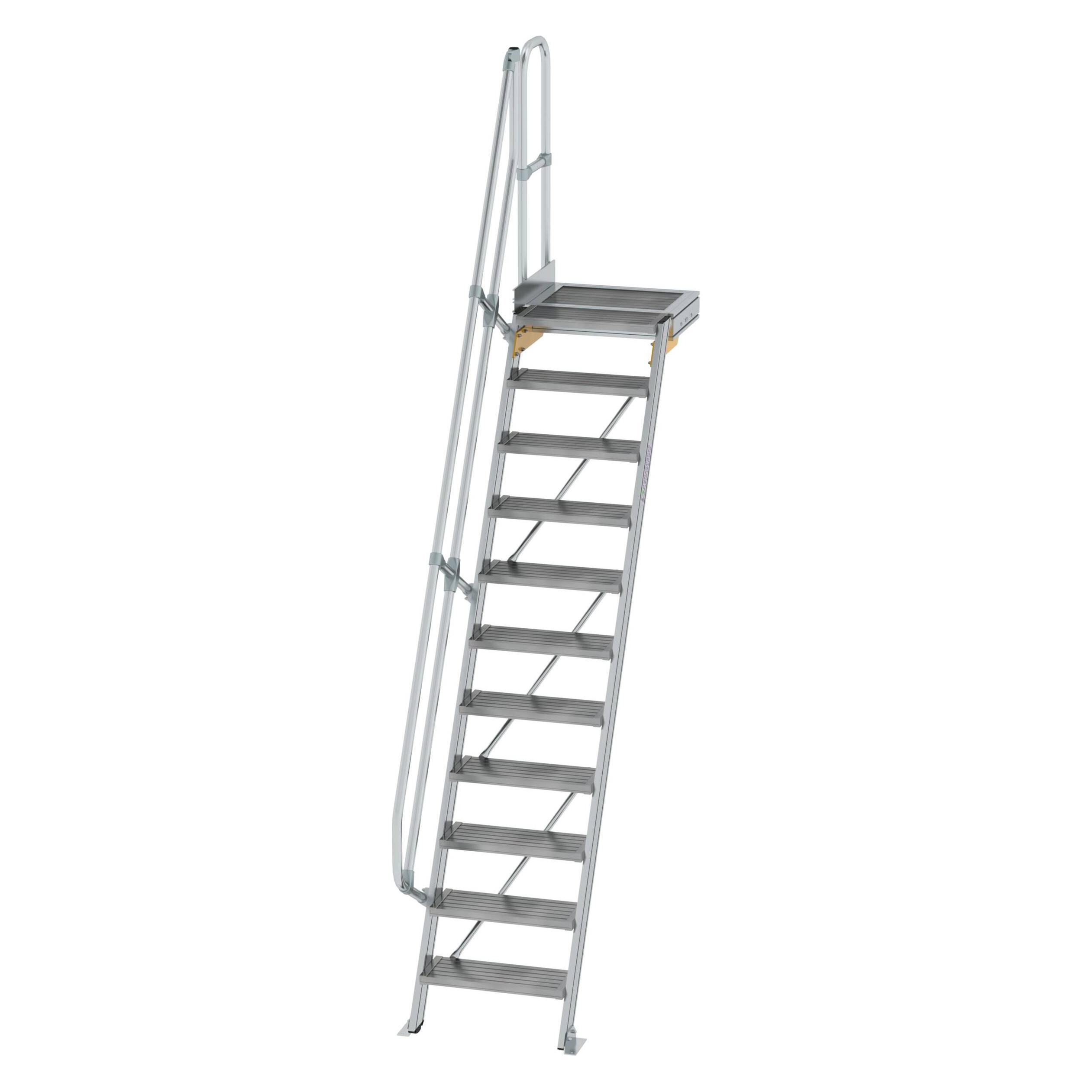 Munk Treppe mit Plattform 60° Stufenbreite 600 mm 11 Stufen Aluminium geriffelt (Gerüst) (600371)