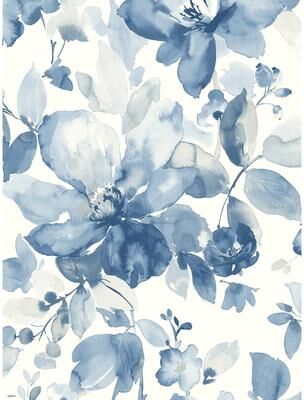 Seabrook Designs Watercolor Garden Pre-Pasted Wallpaper
