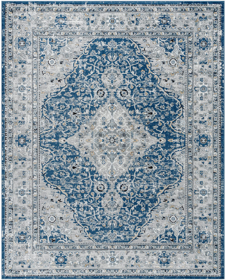 Blue Elephant Rectangle Oriental Area Rug Blue Rectangle 240 x 305 cm