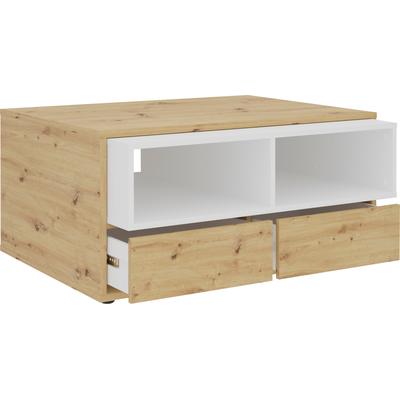 Couchtisch FMD "Monza 2", weiß (artisan eiche nb, weiß, artisan eiche nb, artisan eiche nb), B:91,8cm H:45cm T:67,5cm, Tische, Couchtisch