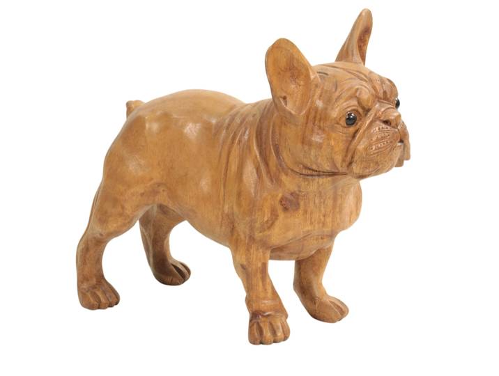 Chien sculpté en Suar (Bulldog francais Debout)