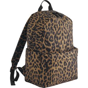 BagBase Rucksack Leopard Print, BG195, 45 cm, mit Laptopfach, schwarz / braun, Polyester, 20 Liter