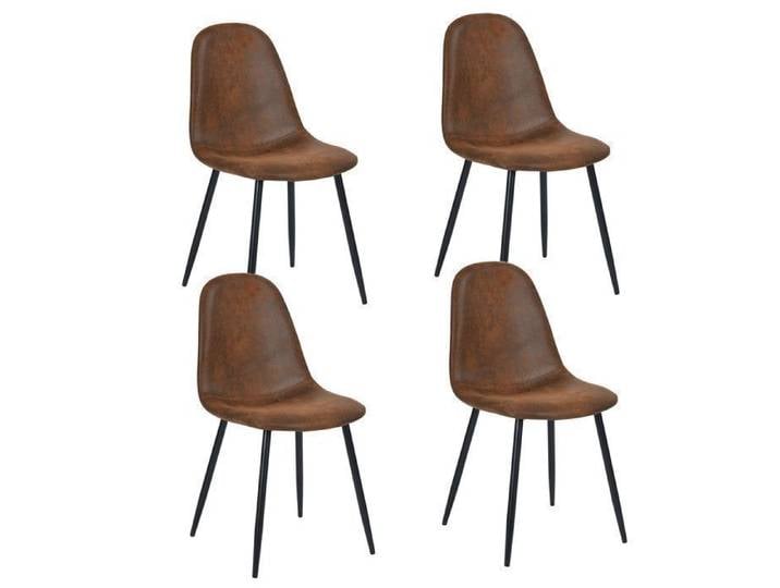 Chaises de salle à manger - URBAN MEUBLE - Vintage - Lot de 4 - Effet daim marron