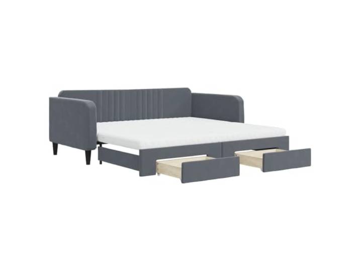 PUGYNBK 2-in-1-Schlafsofa, Samt, Dunkelgrau, 100 x 200 cm Zwei Schubladen mit Rollen, zwei Schaumstoffmatratzen, Struktur aus Holz und Metall, für Wohnzimmer oder Schlafzimmer