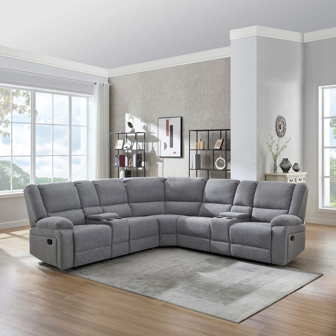Ebern Designs Rozay 5 Seater Reclining Sofa Light Gray 99cm H X 263cm W X 95cm D
