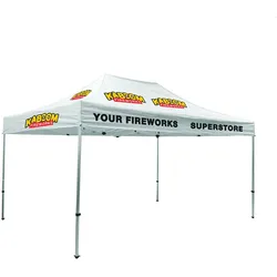 Faltpavillon mit Druck 4,5x3m Alu, Indoor B1-zertifiziert, Outdoor wetterfest, inkl. Werbedruck + Tasche