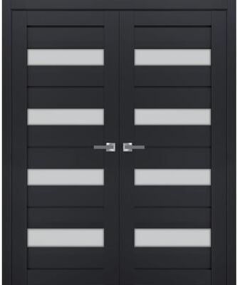 SARTODOORS Veregio 7455 Antracite Wood Interior Double Doors with Frosted Glass