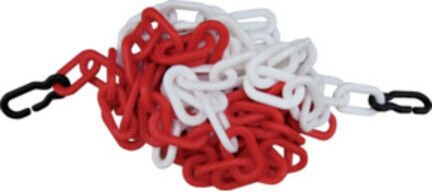 Chaîne de verrouillage PP rouge/blanc 9mm L3m avec 2 crochets universels ; Industrial Quality Supplies (13127 RW)