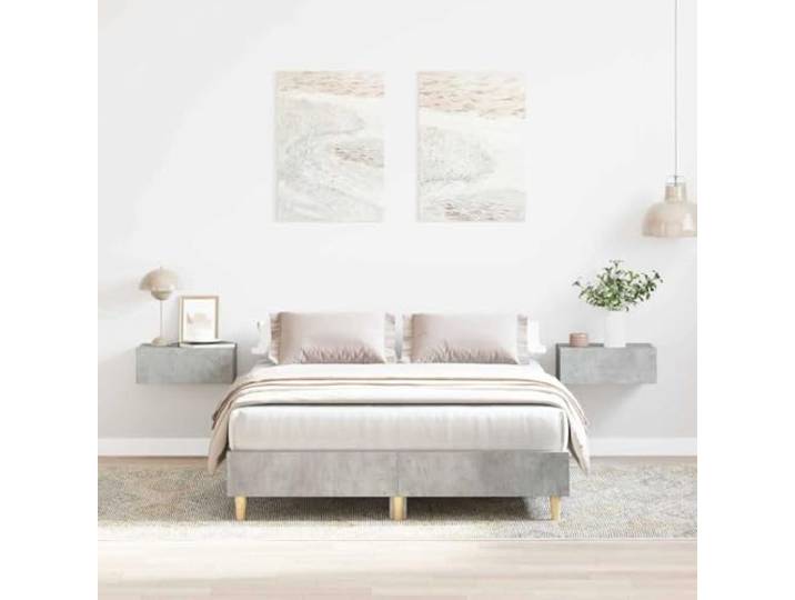 YUTAASU Bettrahmen Beton Grau 193 x 123 x 25 cm Holzwerkstoff Stabiler Rahmen, ohne Lattenrost, minimalistisches Design, einfache Reinigung, für Schlafzimmer