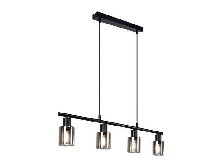 ZMH Hängeleuchte Myrm Schwarz Vintage Glas 68.5/7/140 cm, Metall, Mode, Zylindrisch, E14, 7x140x68.5 cm, Lampen & Leuchten, Innenbeleuchtung, Hängeleuchten, Pendelleuchten