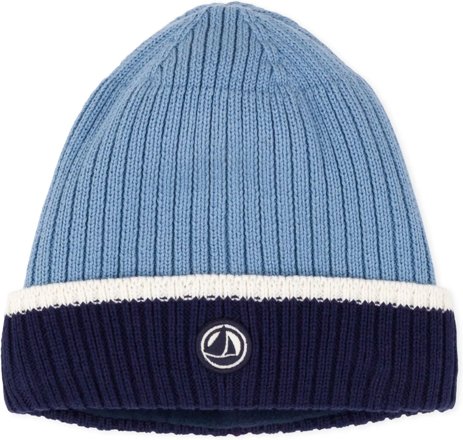 Petit Bateau Bonnet Colorblock Maille Bleu 3/4 ans