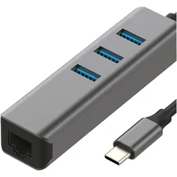 Exsys EX-1133-N-2 (USB-C, 4 Ports), Dockingstation + USB Hub, Silber
