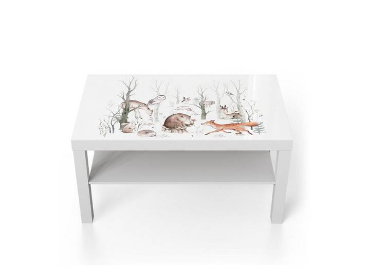 DEQORI Couchtisch 'Stilles Waldleben', Glas Beistelltisch Glastisch modern