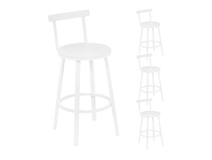 Tabouret de Bar Lot de 4 - WOLTU Tabouret Haut - Métal et MDF - Blanc W0ATT0913-4