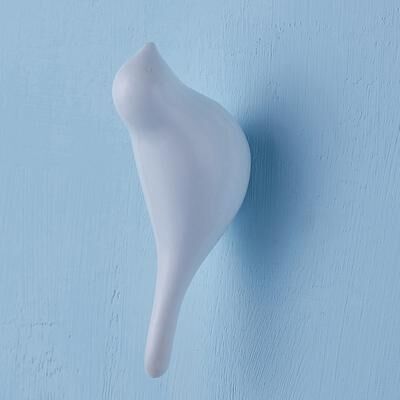 Friendly Fresh Finds Creative Bird Wall Hook Resin Wood Grain Design, Animal Shaped Coat Hook white