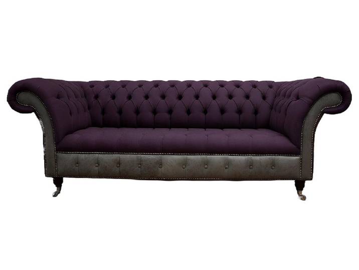 Xlmoebel Chesterfield-Sofa Lila Chesterfield Couch mit hochwertiger Polsterung und Knopfdekor, Chesterfield-Sofa, Hergestellt in Europa
